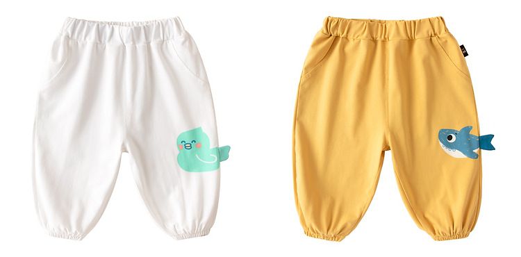 立體卡通束口長褲-長頸鹿-淺藍色