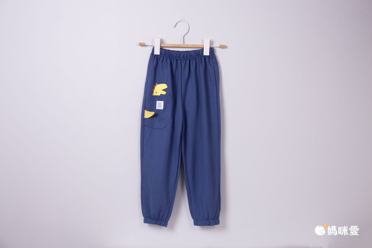 立體圖樣束口長褲/防蚊褲-小嘴嘴恐龍-牛仔藍