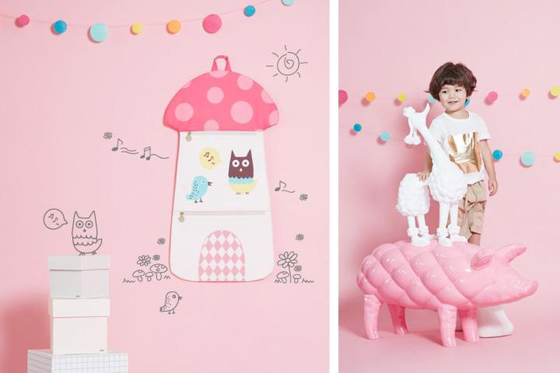 韓國 Art Muffin - 童趣壁飾收納袋-蘑菇小屋