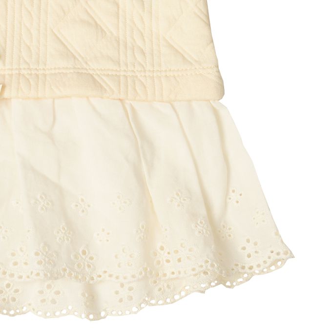 akachan honpo - 長袖鋪棉休閒上衣-下擺蕾絲-象牙白色