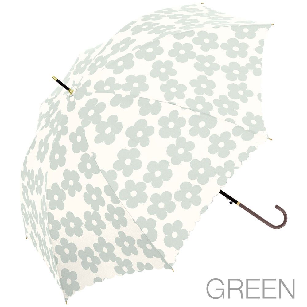 日本中谷 - 北歐花花直傘/雨傘-卡其 (傘骨60cm)