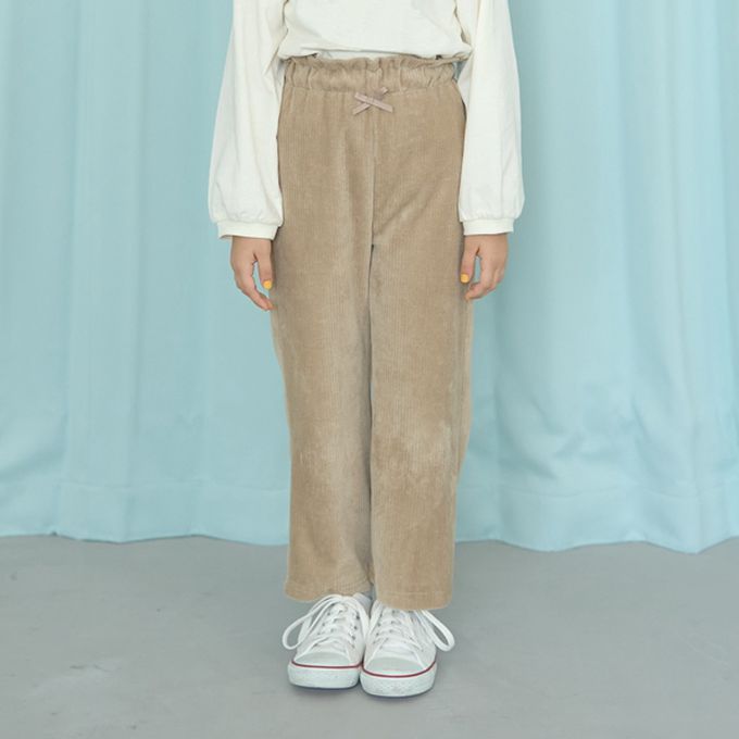 日本 Lycee mine - 柔軟絨面針織素色長褲-卡其杏