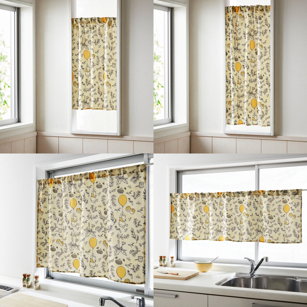 日本千趣會 - 迪士尼 小窗簾/櫃子遮廉-維尼-黃