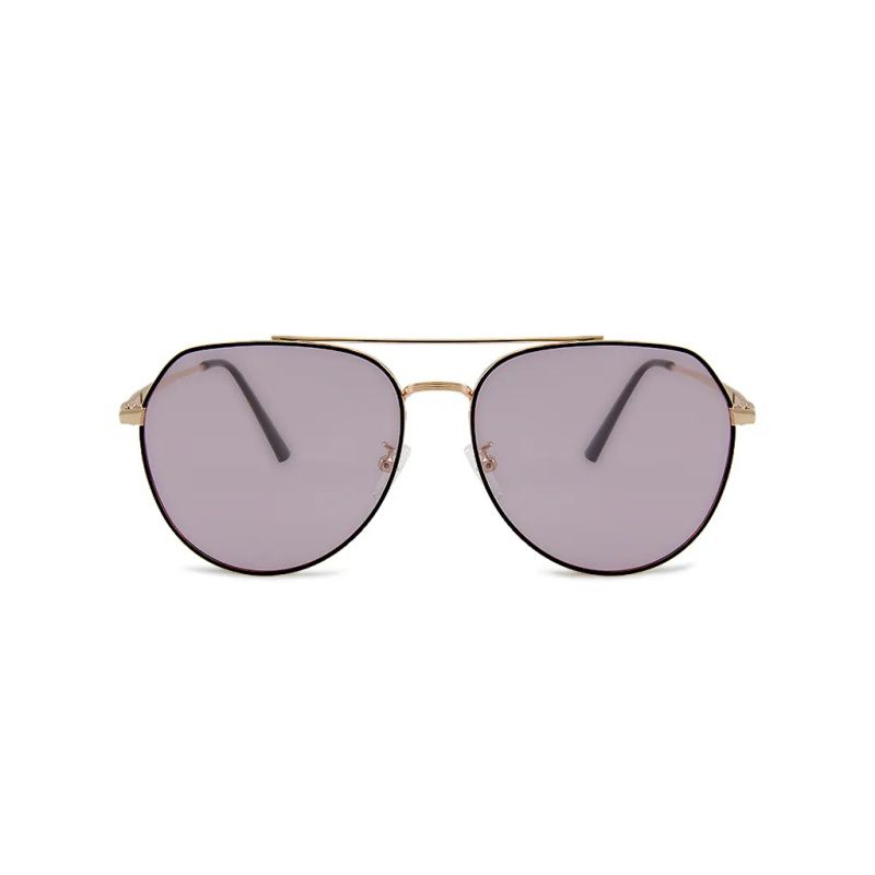 ALEGANT - 風格美學香檳紫金框感光變色夜視防眩光飛官款寶麗來偏光太陽眼鏡│UV400太陽眼鏡