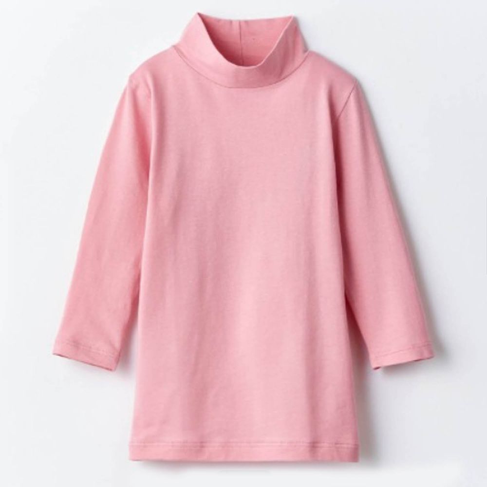 日本千趣會 - 95%棉 兒童高領九分袖發熱衣-粉紅