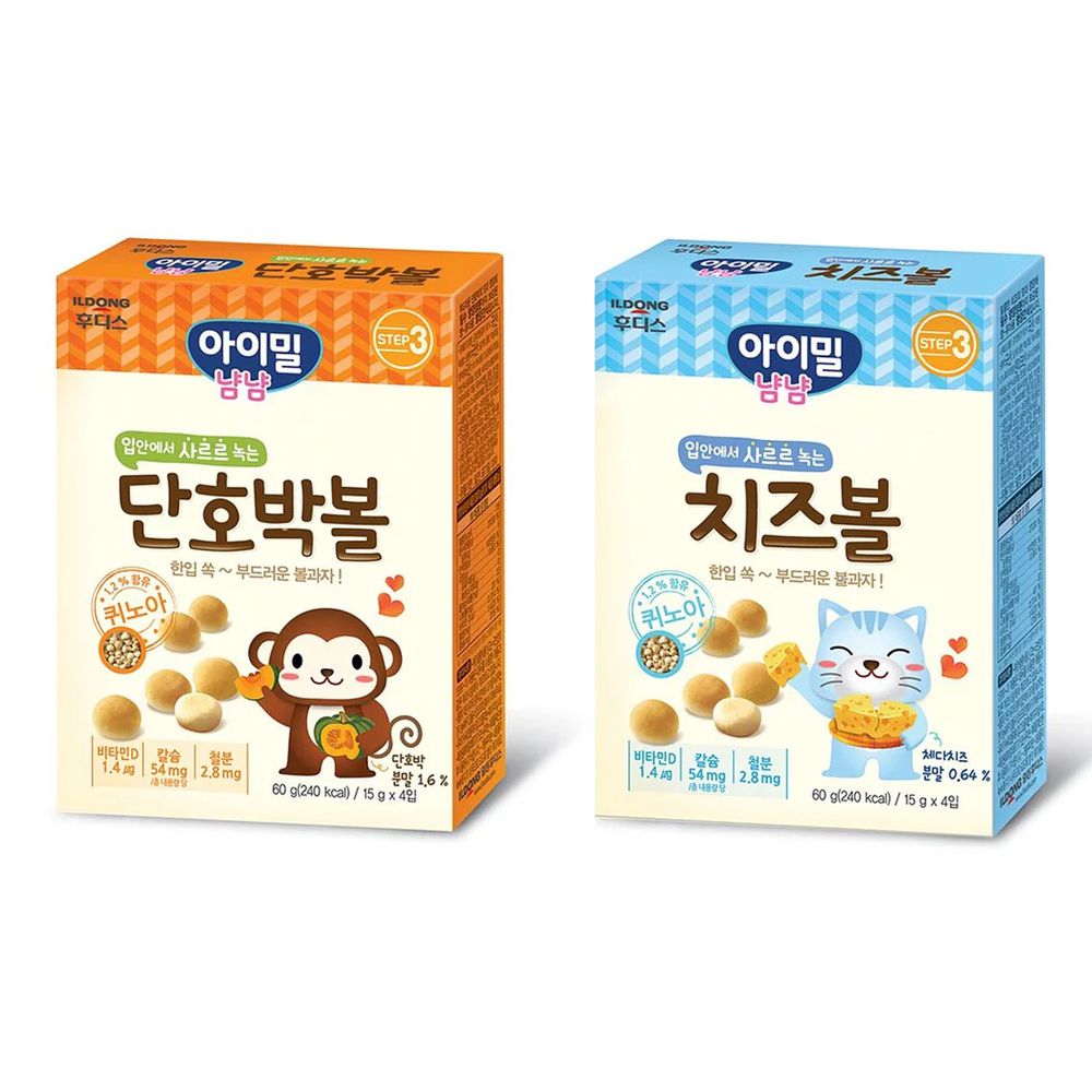 韓國Ildong Foodis日東 - 藜麥小饅頭二入組-起司*1+南瓜*1