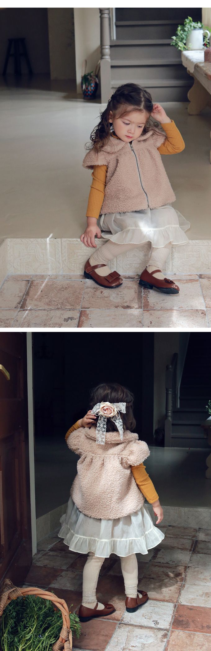 韓國 Puellaflo - 蕾絲布翅膀點綴彈性上衣-芥末黃