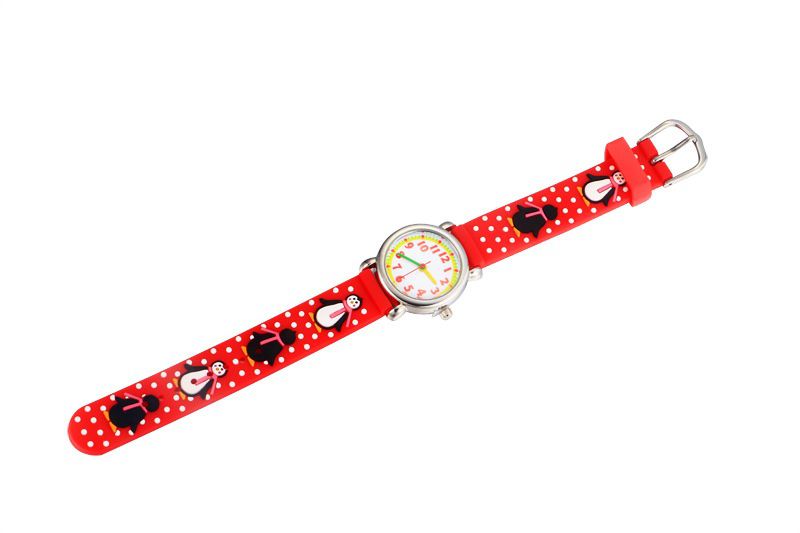 3D立體卡通兒童手錶-經典小圓錶-紅色企鵝