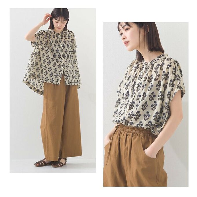 日本 OMNES - 100%印度棉 輕盈寬版襯衫式上衣-圓點-黑