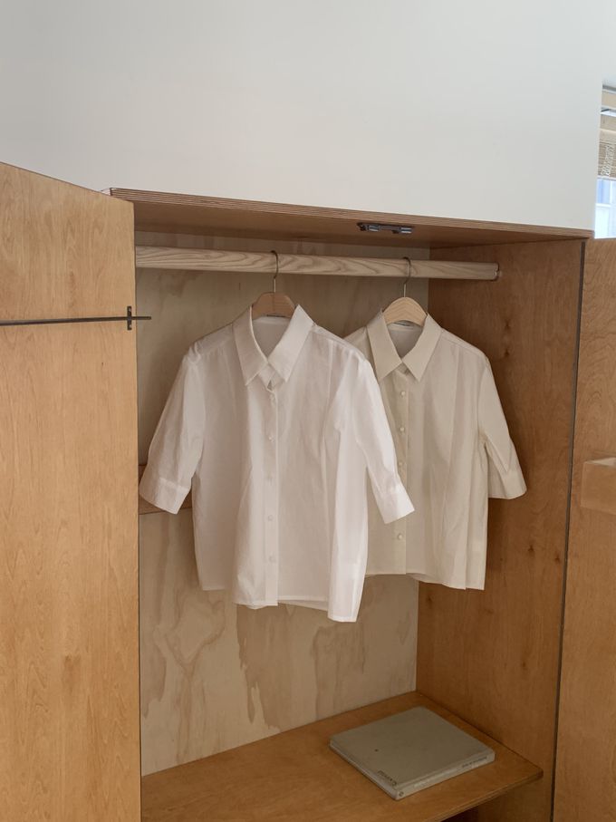 韓國女裝連線 - 高雅公主袖翻領襯衫-象牙白 (FREE)