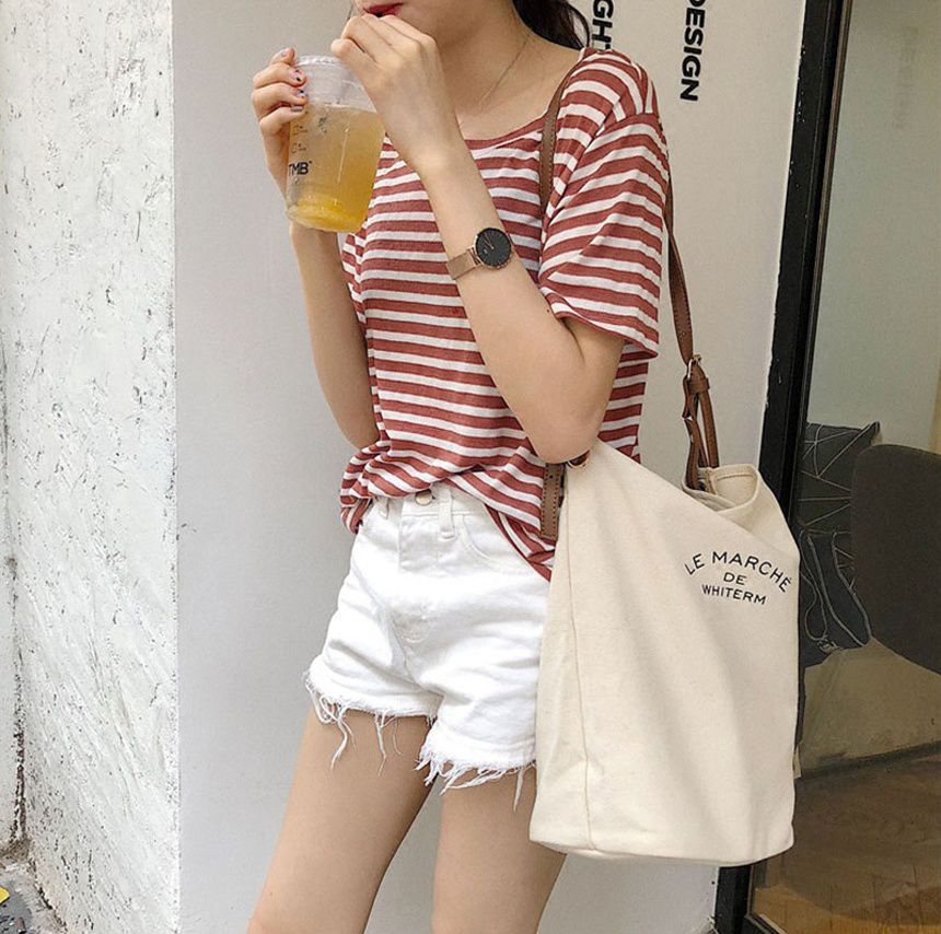 韓版 - 子母帆布包(附背帶,小收納袋)-黑