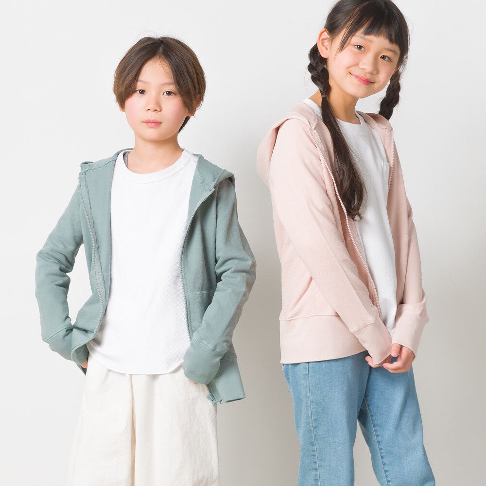 日本 OMNES - 純棉兒童輕薄連帽長袖外套-米