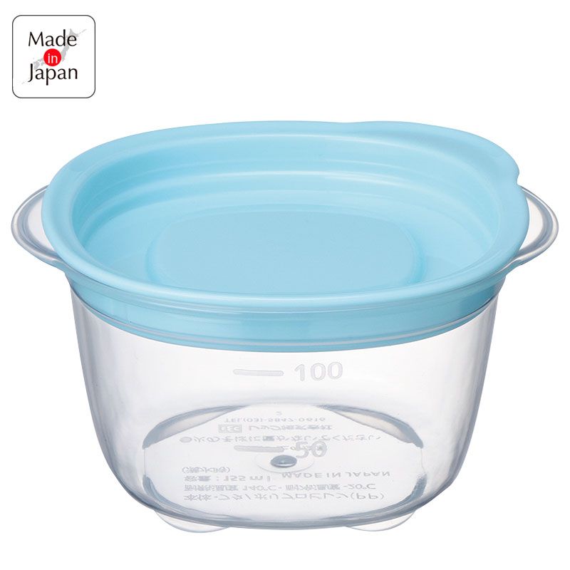 akachan honpo - 副食品分裝盒-清洗容易圓形 M-藍色-4個入/100ml