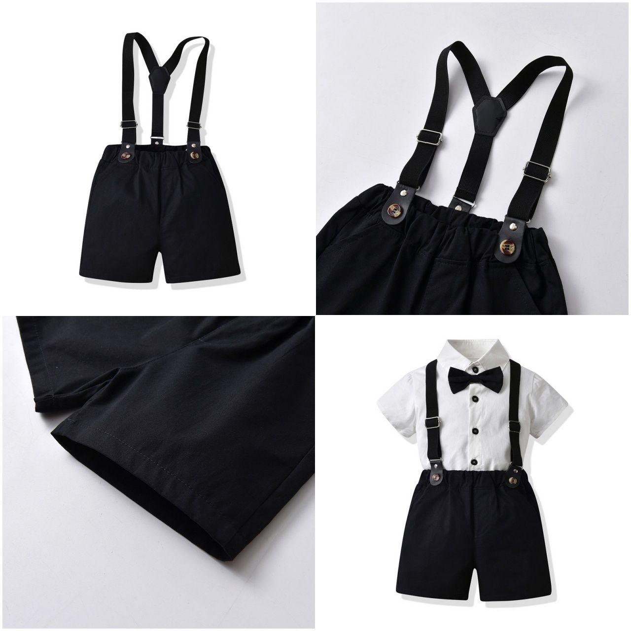 小紳士短袖套裝-白色