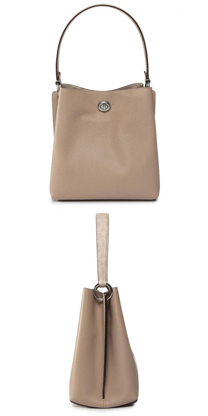 COACH - 素面皮革水桶包 (奶茶色)