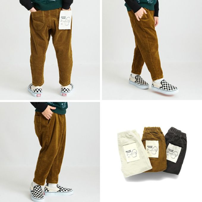 日本 BRANSHES - 百搭燈芯絨園丁錐形褲-焦糖