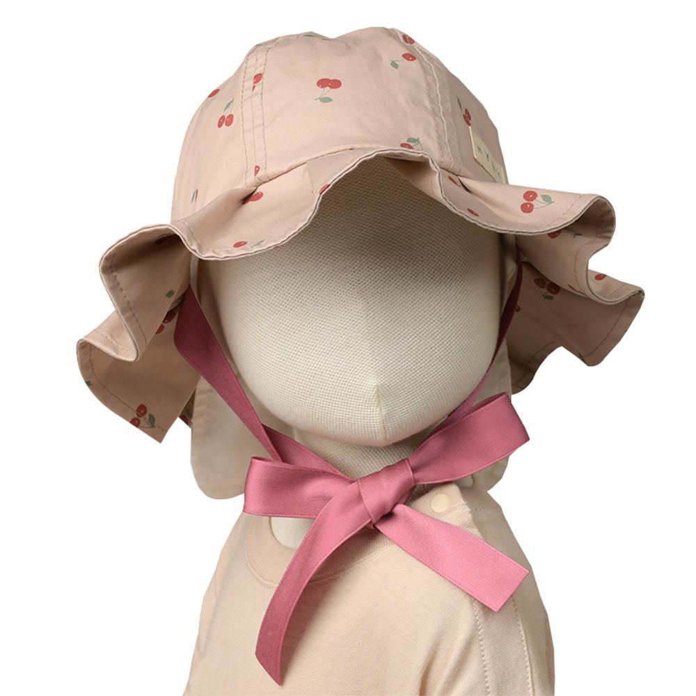 akachan honpo - 荷葉邊漁夫帽-滿版圖案-粉紅色