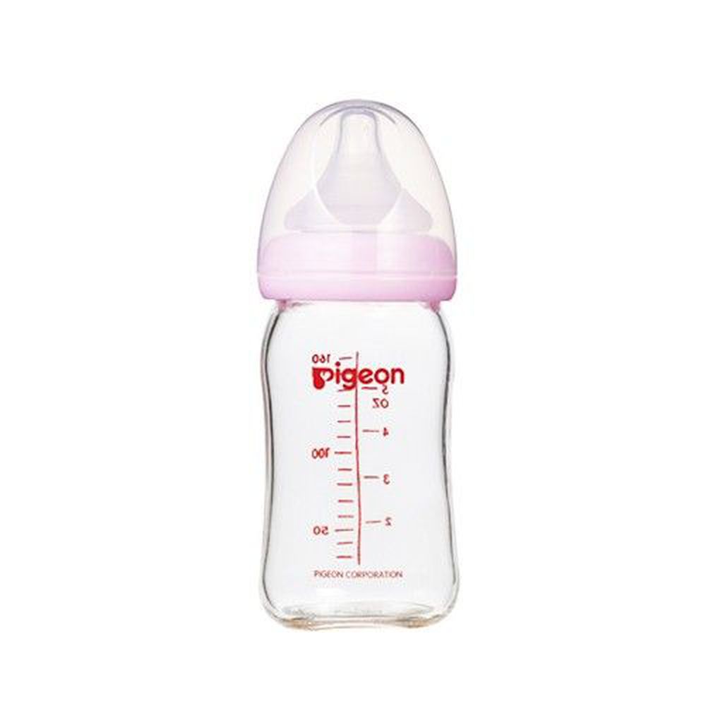 貝親 Pigeon - 母乳實感寬口玻璃奶瓶-附奶嘴-粉紅色 (SS [0個月新生兒])-160mL