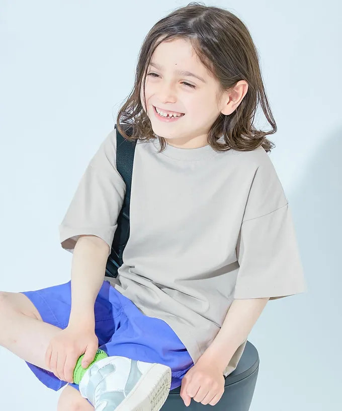 日本 devirock - 涼感速乾 素面廓形短袖上衣-淺黃