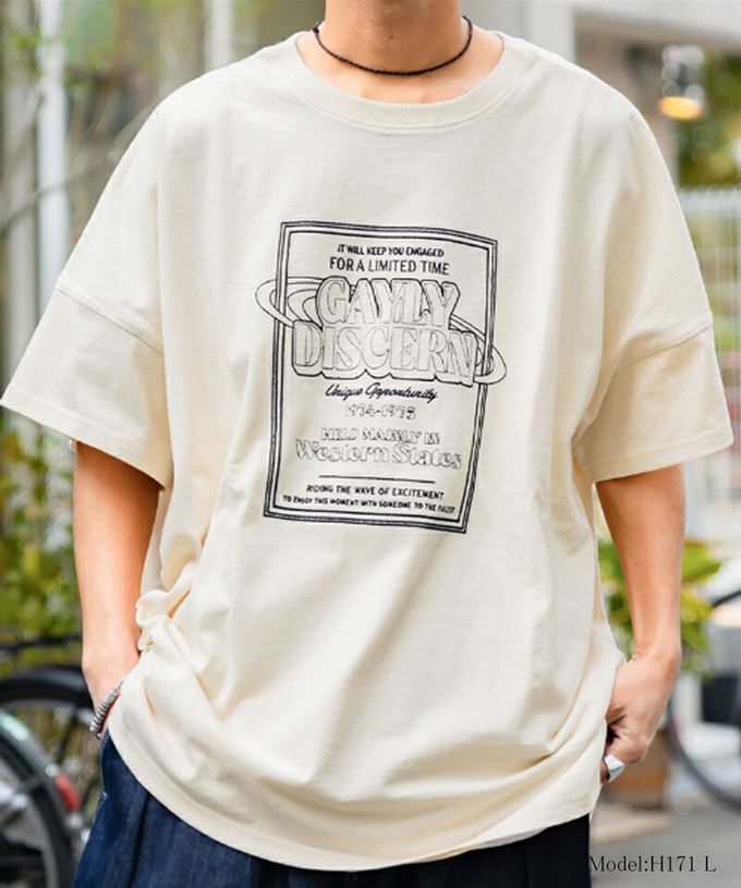 日本 Classical Elf - Java 混有機棉氣質刺繡印花短袖T恤-象牙杏