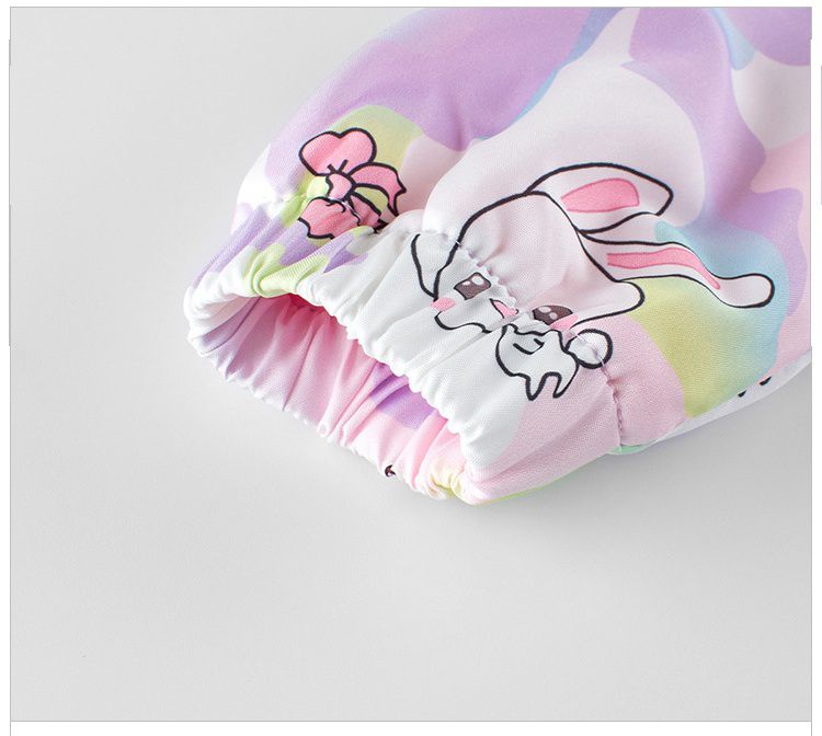 薄絨連帽衝鋒外套-迷彩兔兔-紫色