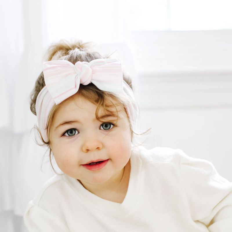 美國baby bling - 純手工極優雅細緻輕柔微彈性/毫無束縛感蝴蝶結髮帶/髮飾_印花經典款-甜蜜條紋