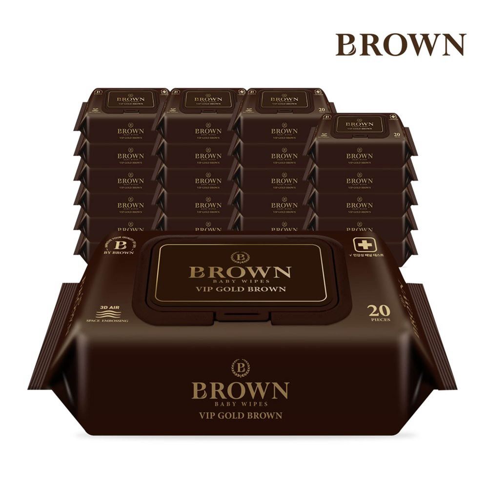 韓國BROWN - VIP GOLD BROWN 濕紙巾-可可果20抽(含蓋)*24包