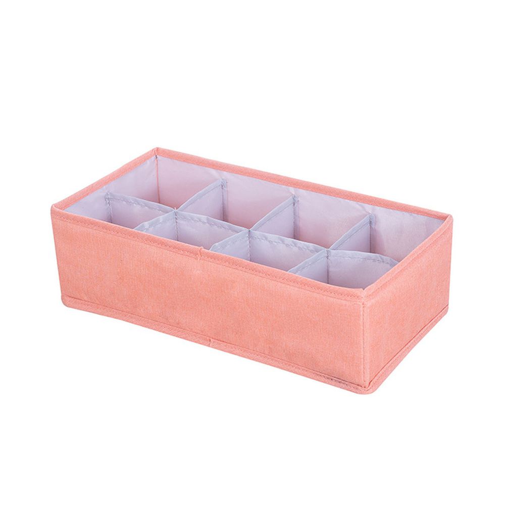 布藝衣服分隔收納盒-橘粉色 (8格)
