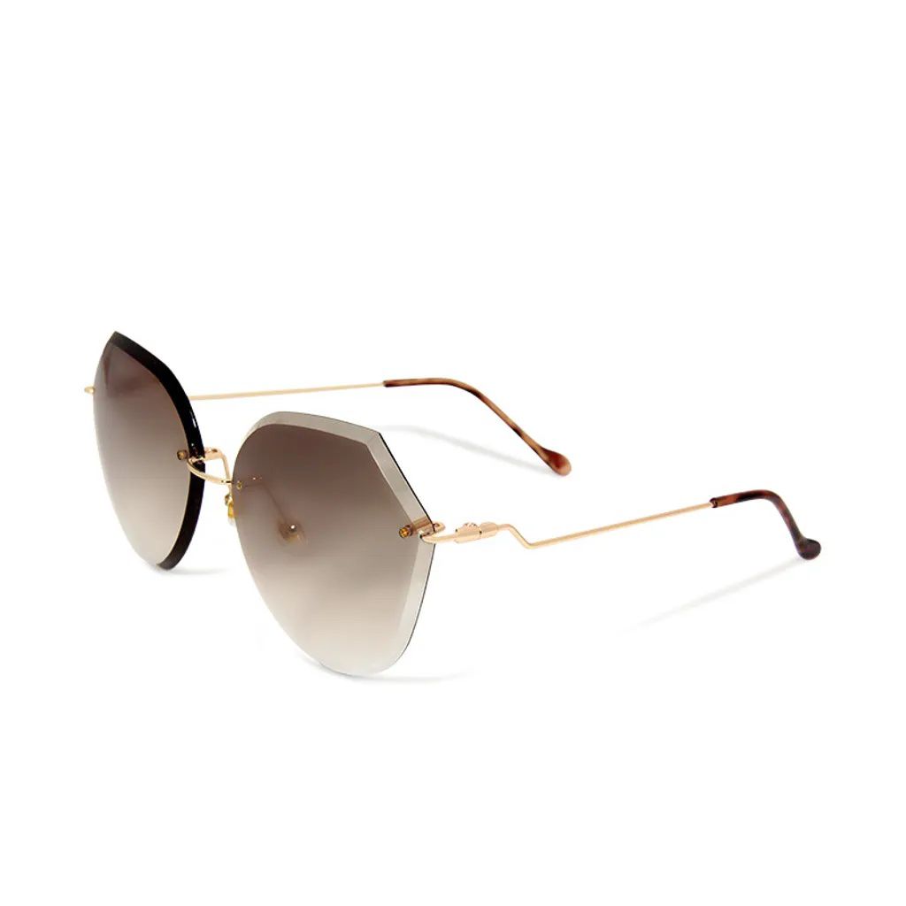 ALEGANT - 幾何淺棕漸層無框墨鏡│UV400太陽眼鏡