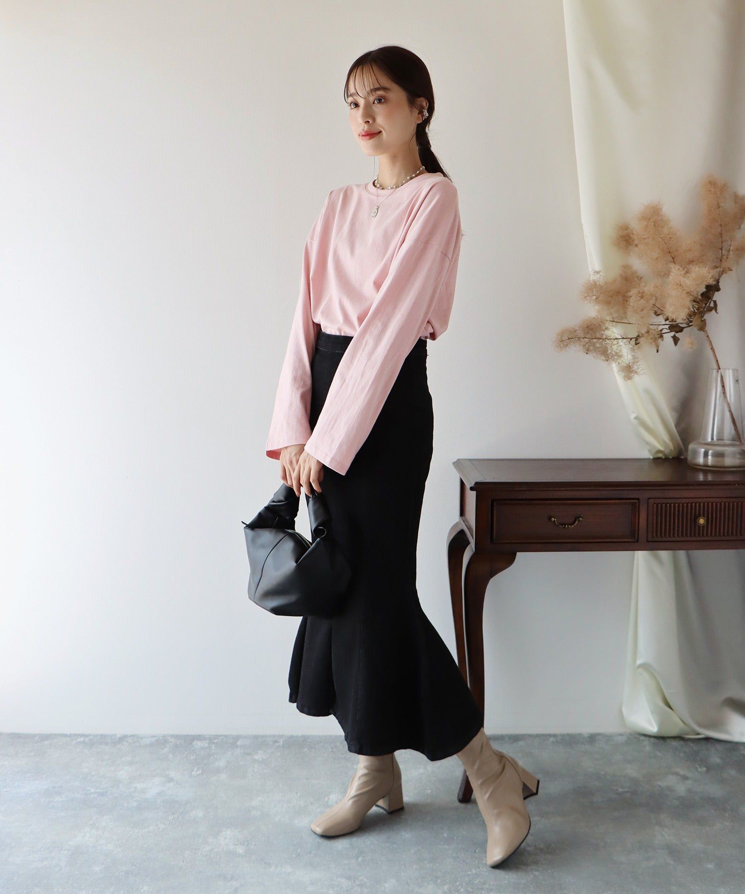 日本 BLUE EAST - 圓領百搭柔軟薄長袖上衣-條紋-深藍