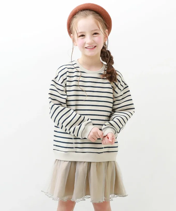 日本 devirock - 甜美裏毛雪紡拼接長袖洋裝-粉紫