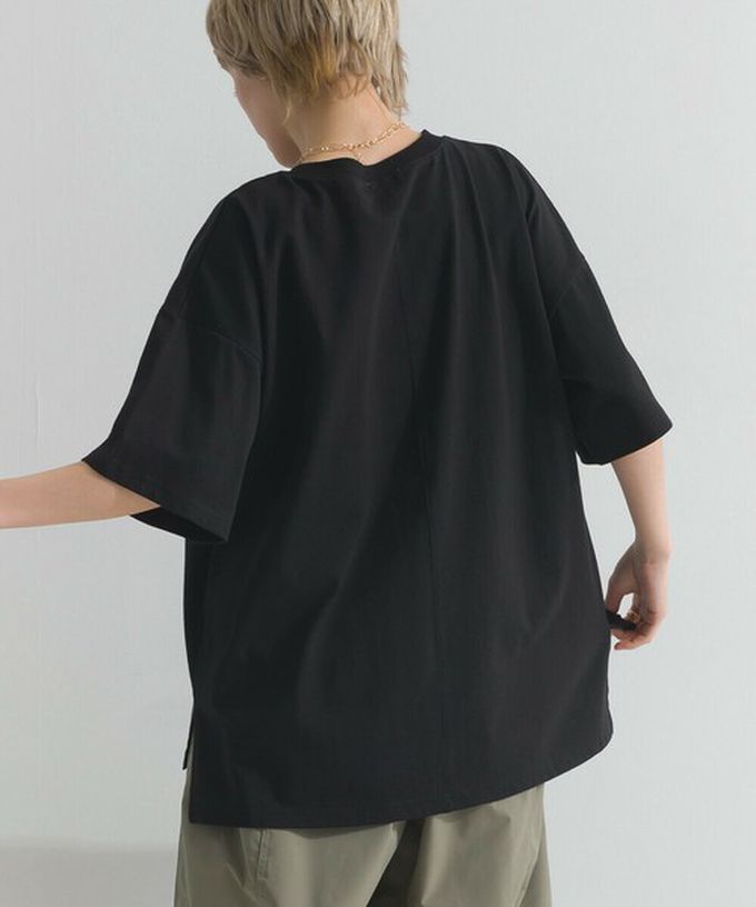 日本 le colis - 天竺棉蕾絲CHEER落肩短袖上衣-黑