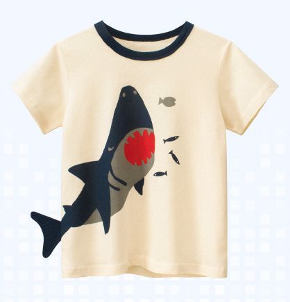 短袖棉T-鯊魚狩獵-杏色