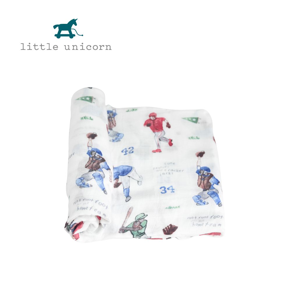 美國 Little Unicorn - 竹纖維紗布巾單入組-紅不讓 (120x120CM)