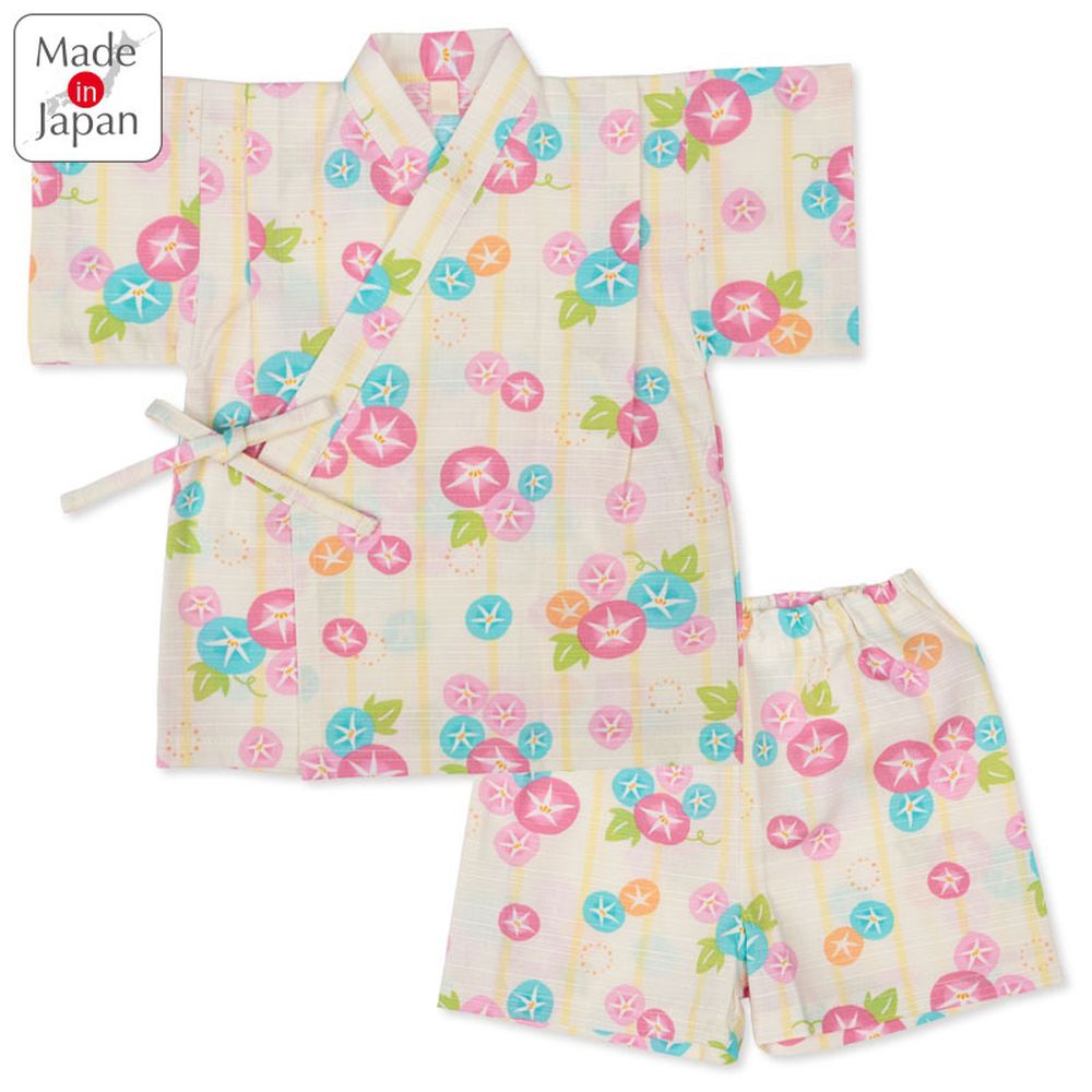 幼兒兩件式甚平-牽牛花-黃色