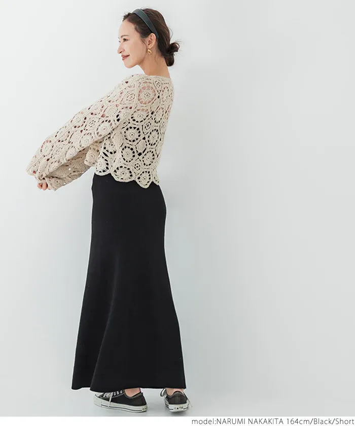 日本 COCA - 彈性質感修身魚尾裙-黑