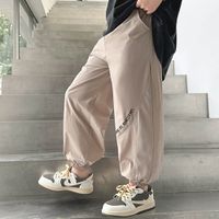babybody - 腰鬆緊休閒束口長褲/防蚊褲-透氣網孔-卡其色