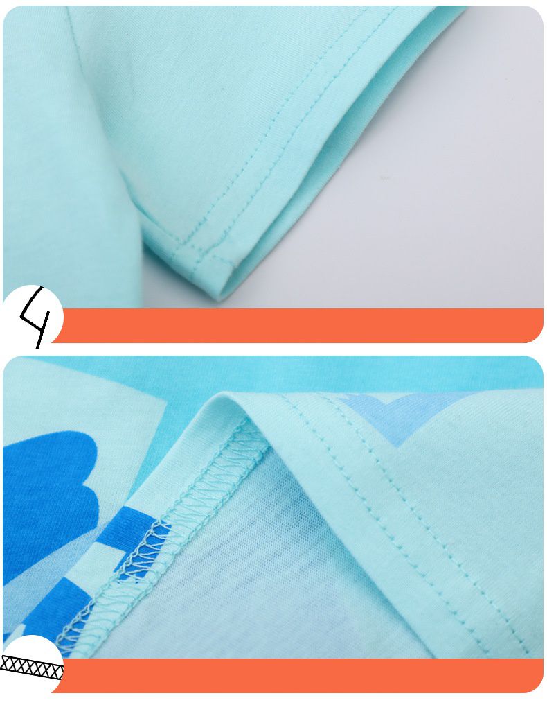 Jumping meters - 棉質圓領短袖上衣-恐龍朋友-淺藍色