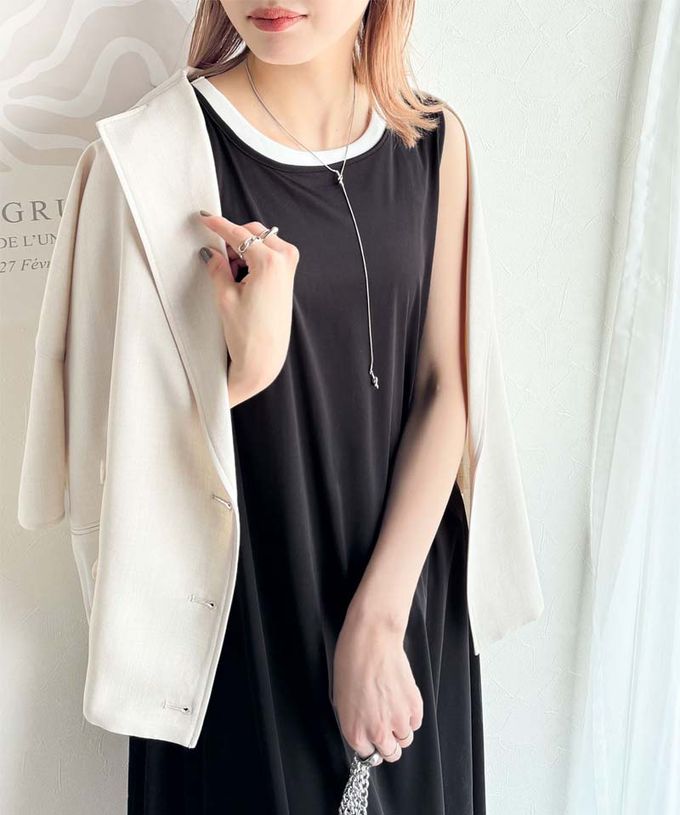 日本 Classical Elf - 前後2way領微光澤無袖洋裝-黑