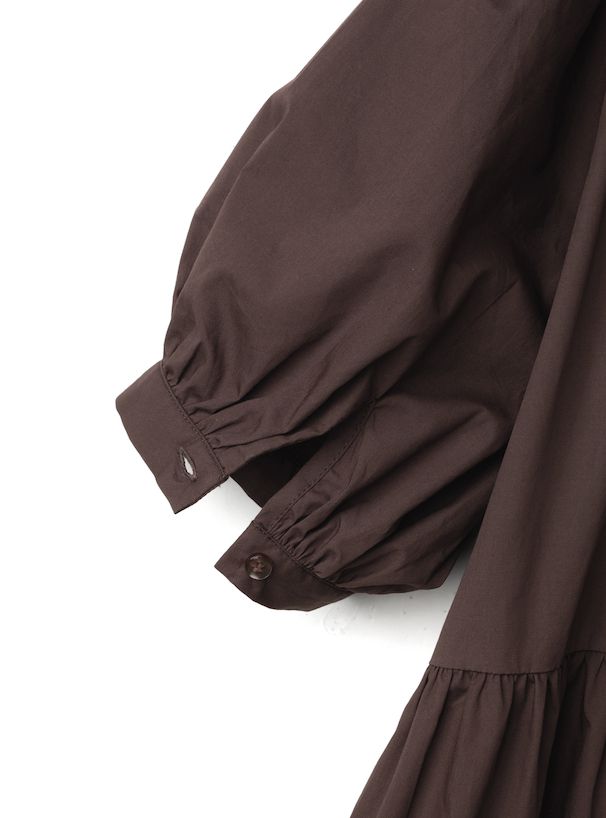 日本 GRL - 聯名款 蛋糕層次泡泡袖襯衫洋裝-灰褐杏