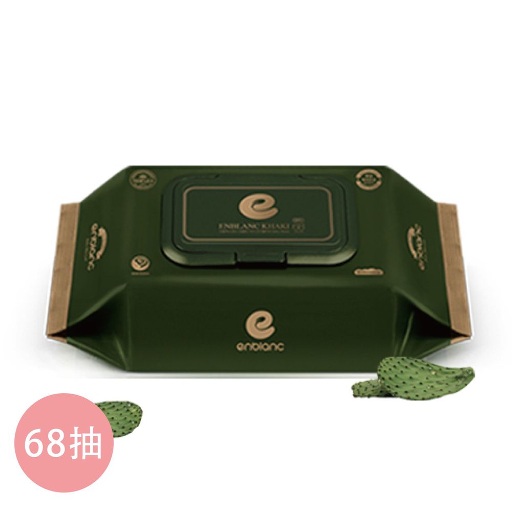 韓國 ENBLANC - 銀離子抗菌|極厚仙人掌新生兒專用極柔純水有蓋濕紙巾|68抽-有蓋大包-墨綠色-單包