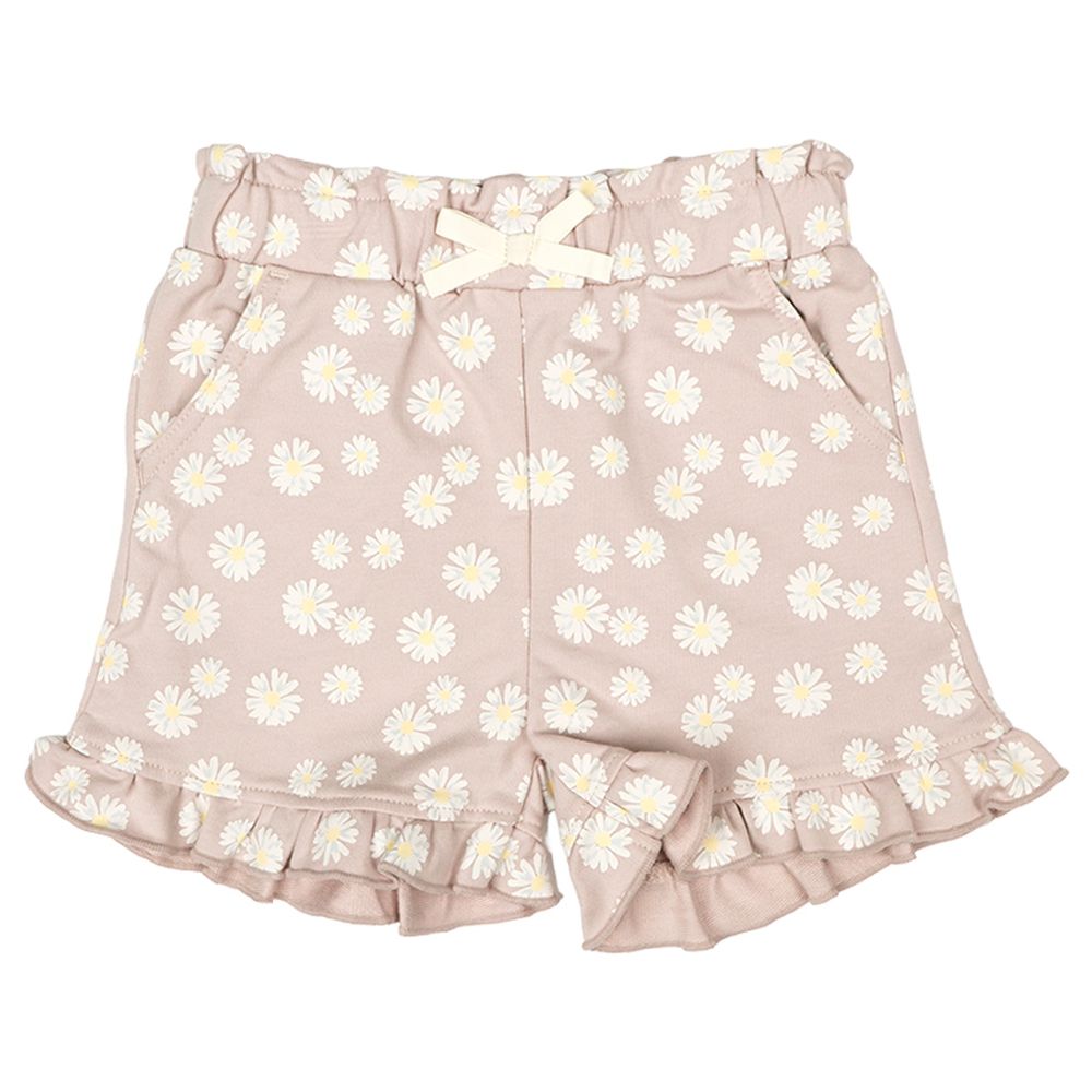 短褲-下擺荷葉邊-粉紅色