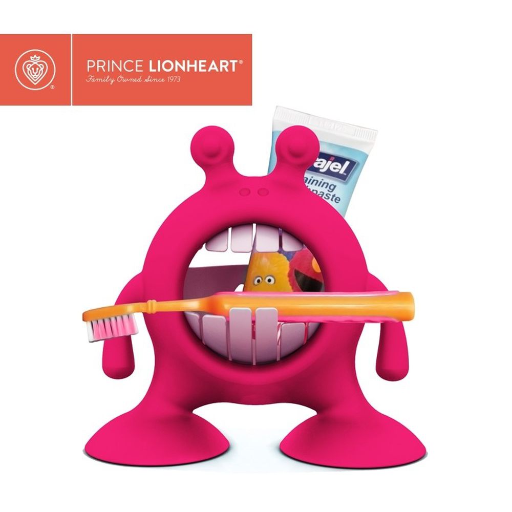 美國PRINCE LIONHEART - 怪獸牙刷牙膏整理架(吸盤底座)-炫亮紅