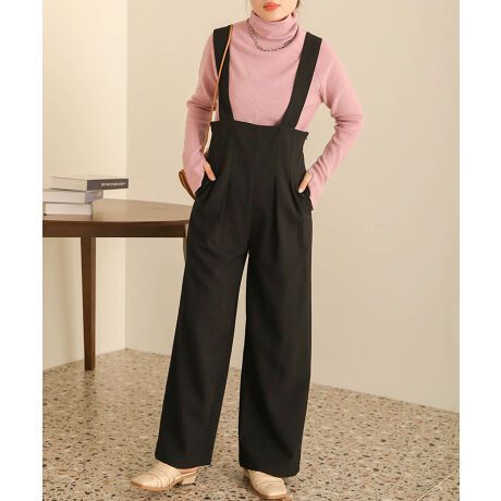 日本 Bab - 文藝少女歐風吊帶褲-格紋-卡其