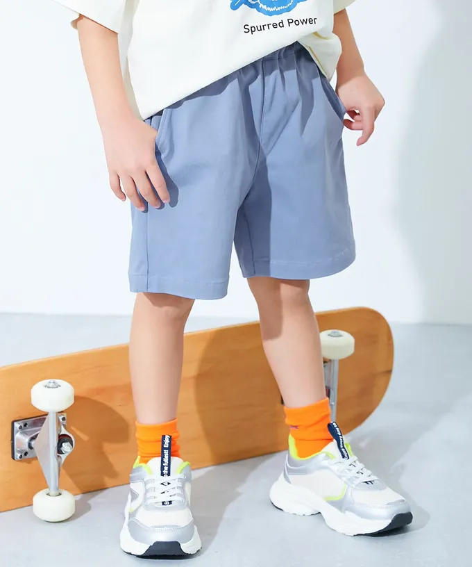 日本 devirock - 超彈力定番色休閒短褲-天藍