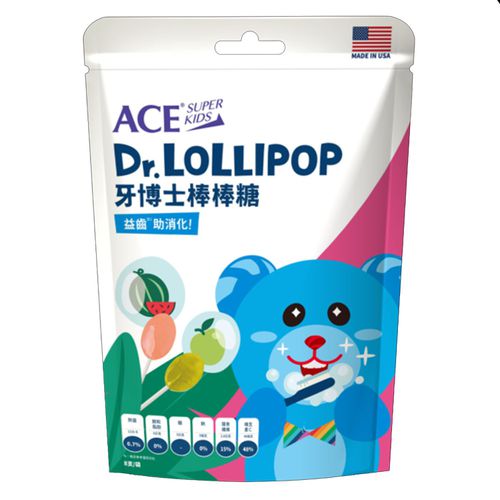ACE - ACE SUPER KIDS 牙博士棒棒糖8支/袋 (西瓜+青蘋果)-60公克/袋