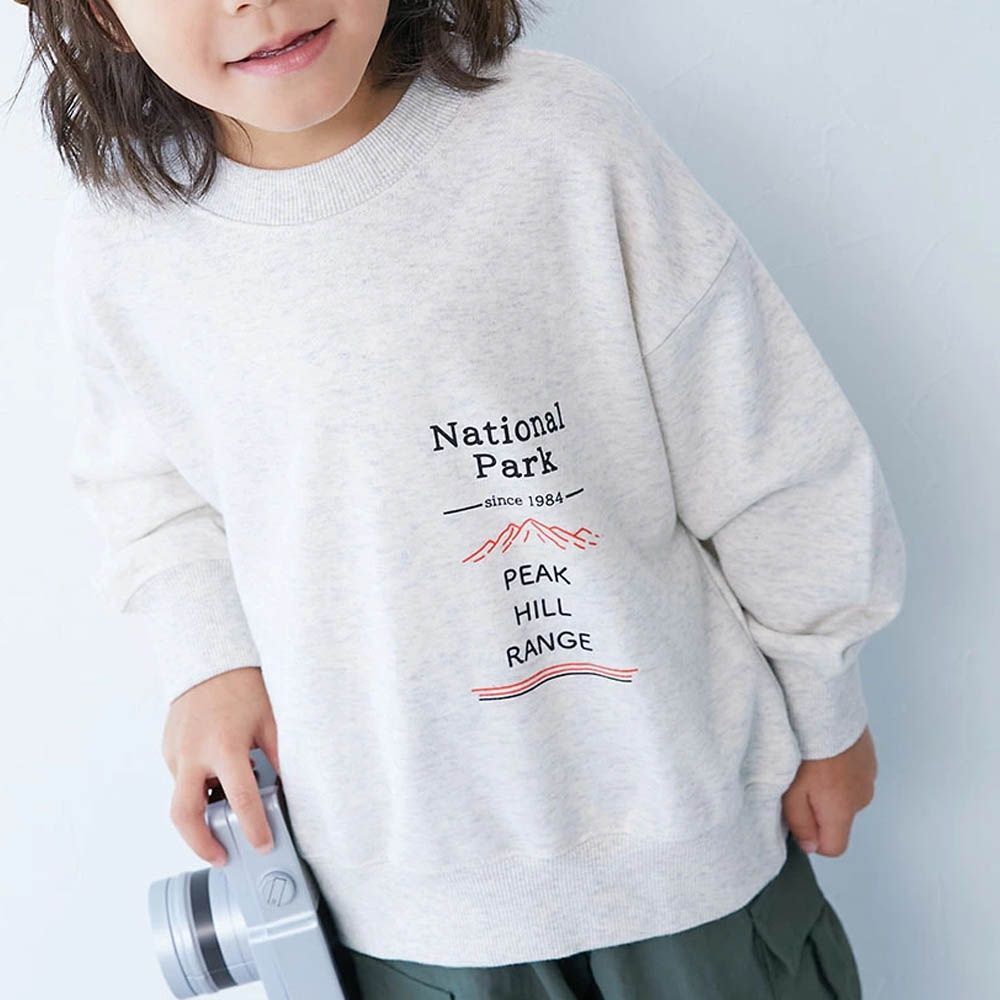 熱銷定番 印花縮口長袖上衣-National Park-燕麥