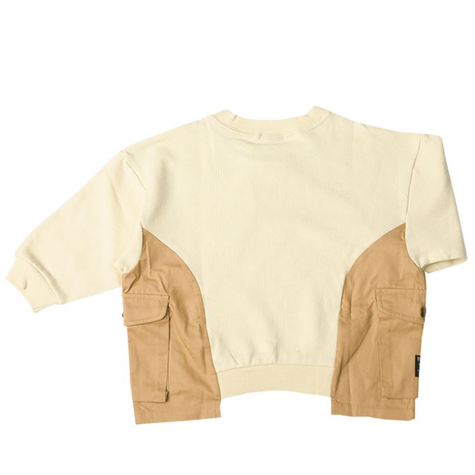 akachan honpo - 平織拼接休閒上衣-象牙白色