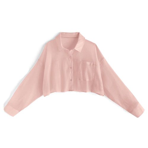 日本 GRL - 楊柳柔軟雪紡透膚襯衫-粉紅 (F)