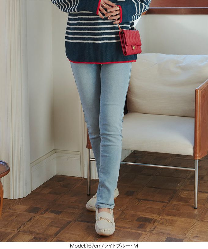 日本 Kobe Lettuce - 最暖刷毛美腿丹寧褲(可選長度)-灰棕